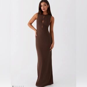 New Peppermayo Shay Cut Out Elegant Brown Sleeveless Maxi Dress